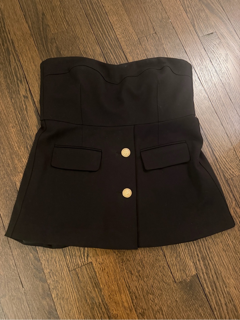 Strapless Black top with Gold Buttons